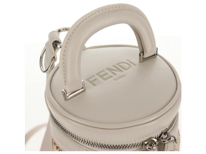 FENDI Zucca Canvas Flaschenhalter Tasche Strohhut 2-Wege Silber Braun Auth 142983SAV - Ansicht 6