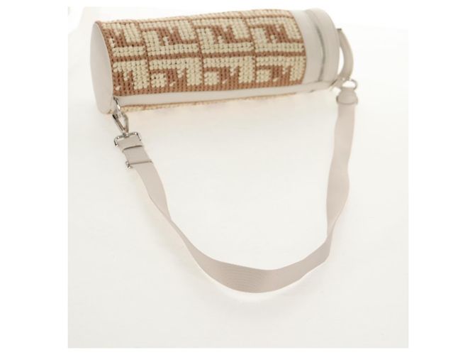 FENDI Zucca Canvas Flaschenhalter Tasche Strohhut 2-Wege Silber Braun Auth 142983SAV - Ansicht 8