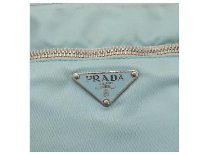 PRADA Schultertasche Nylon Hellblau Silber Authentisch 153313 - Ansicht 18
