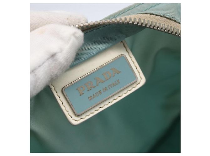 PRADA Schultertasche Nylon Hellblau Silber Authentisch 153313 - Ansicht 19