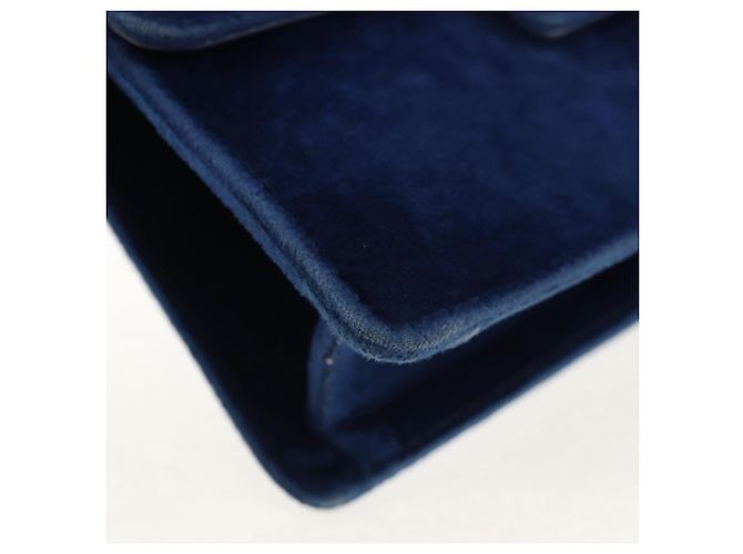 Borsa a Spalla GUCCI Velluto Blu Oro 544242 Auth ka591V D'oro - vista 14
