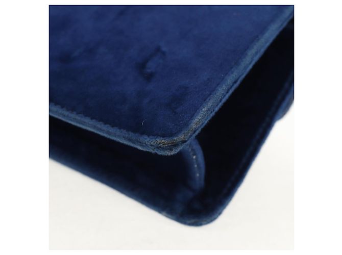 Borsa a Spalla GUCCI Velluto Blu Oro 544242 Auth ka591V D'oro - vista 17