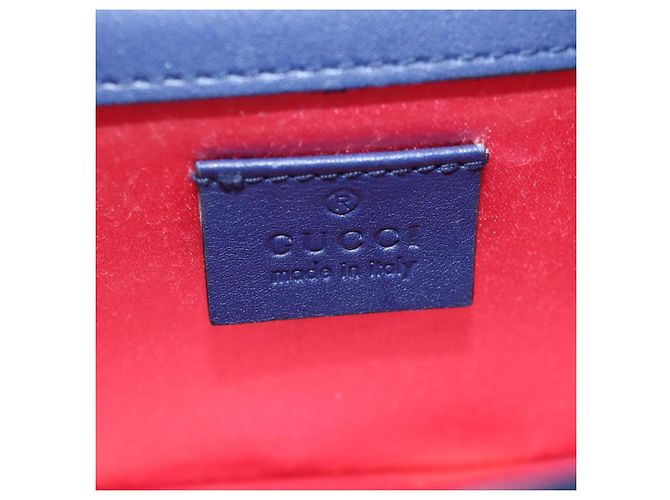 Borsa a Spalla GUCCI Velluto Blu Oro 544242 Auth ka591V D'oro - vista 20