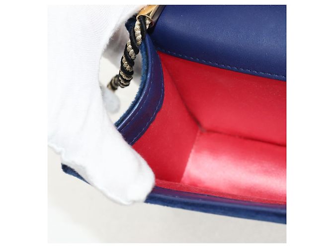 Borsa a Spalla GUCCI Velluto Blu Oro 544242 Auth ka591V D'oro - vista 22