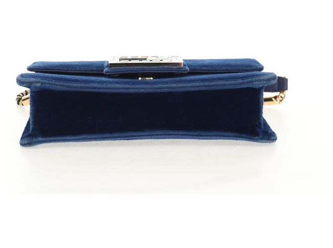 Borsa a Spalla GUCCI Velluto Blu Oro 544242 Auth ka591V D'oro - vista 5