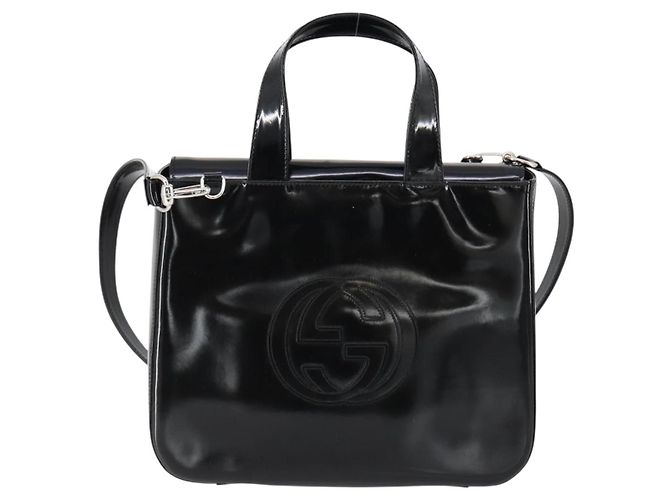 Borsa a Mano GUCCI Soho Smalto 2 vie Nero Argento 000 1013 0504 Auth th6522 - vista 13