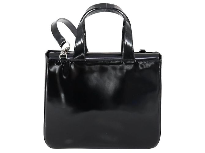 Borsa a Mano GUCCI Soho Smalto 2 vie Nero Argento 000 1013 0504 Auth th6522 - vista 2