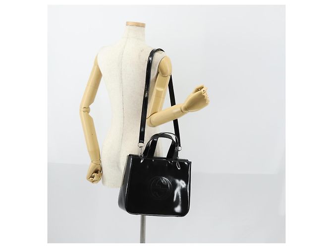 Borsa a Mano GUCCI Soho Smalto 2 vie Nero Argento 000 1013 0504 Auth th6522 - vista 23
