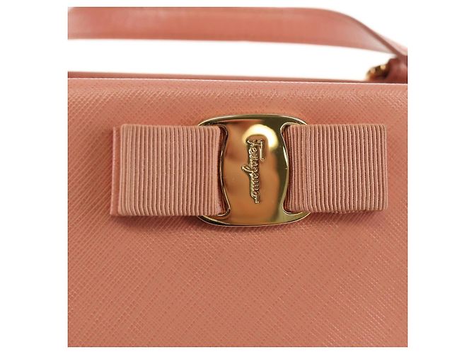 Borsa a mano in pelle Salvatore Ferragamo Vala 2 in 1 Rosa Oro Auth am9917V - vista 20