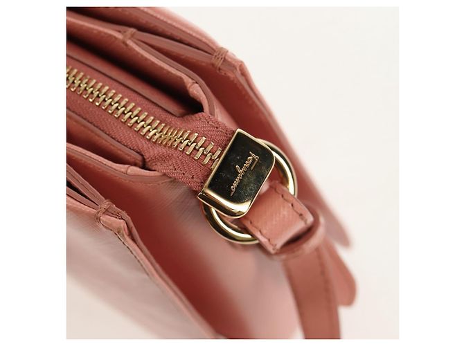 Borsa a mano in pelle Salvatore Ferragamo Vala 2 in 1 Rosa Oro Auth am9917V - vista 21