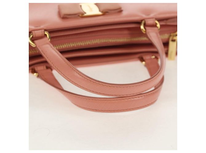 Borsa a mano in pelle Salvatore Ferragamo Vala 2 in 1 Rosa Oro Auth am9917V - vista 7