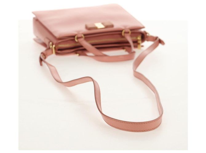 Borsa a mano in pelle Salvatore Ferragamo Vala 2 in 1 Rosa Oro Auth am9917V - vista 8