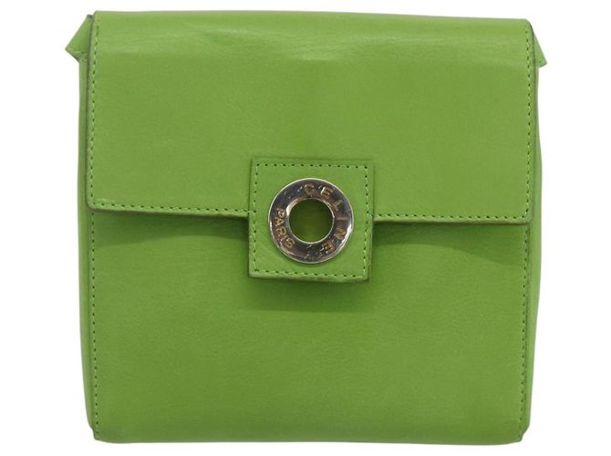 Céline Borsa a Spalla Circle in Pelle Oro Verde Chiaro Auth 156219V D'oro - vista 13