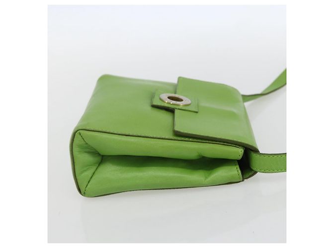 Céline Borsa a Spalla Circle in Pelle Oro Verde Chiaro Auth 156219V D'oro - vista 4
