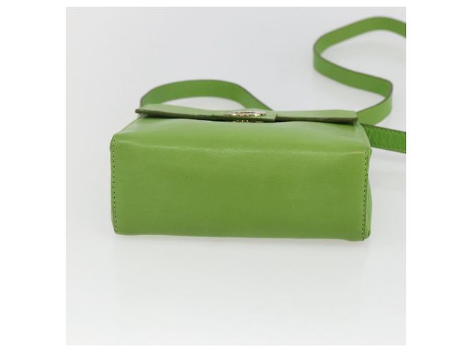 Céline Borsa a Spalla Circle in Pelle Oro Verde Chiaro Auth 156219V D'oro - vista 5