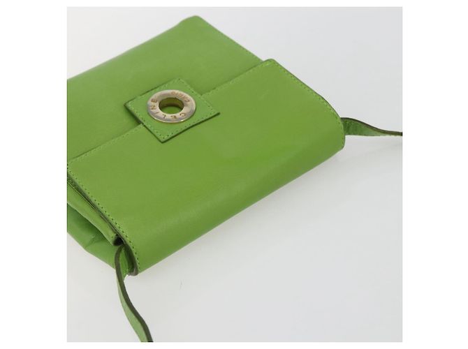 Céline Borsa a Spalla Circle in Pelle Oro Verde Chiaro Auth 156219V D'oro - vista 6