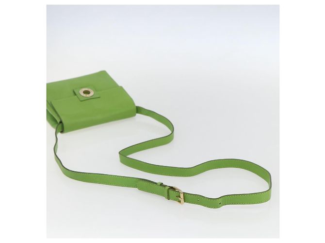 Céline Borsa a Spalla Circle in Pelle Oro Verde Chiaro Auth 156219V D'oro - vista 7
