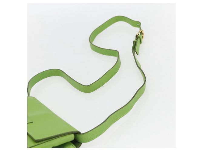 Céline Borsa a Spalla Circle in Pelle Oro Verde Chiaro Auth 156219V D'oro - vista 8