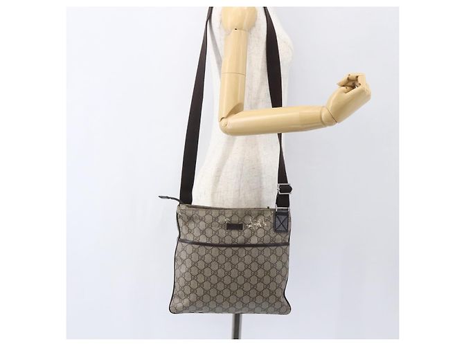 Gucci Borsa a Spalla GG Supreme PVC Beige Argento Auth 151520 - vista 24