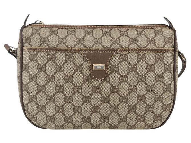 Gucci Sac à bandoulière GG Supreme en PVC beige et or 001 115 6106 Auth BA8192 Doré - vue 13