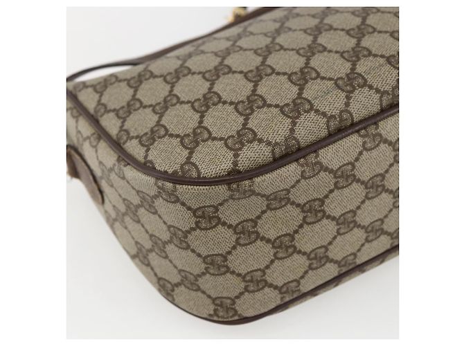 Gucci Sac à bandoulière GG Supreme en PVC beige et or 001 115 6106 Auth BA8192 Doré - vue 17