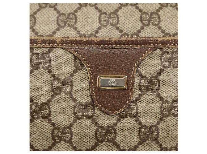 Gucci Sac à bandoulière GG Supreme en PVC beige et or 001 115 6106 Auth BA8192 Doré - vue 18