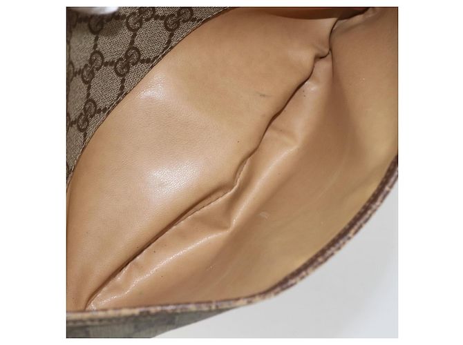 Gucci Sac à bandoulière GG Supreme en PVC beige et or 001 115 6106 Auth BA8192 Doré - vue 23