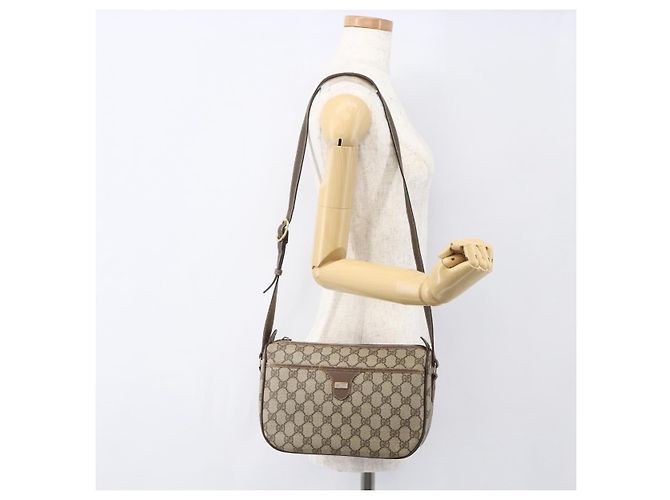 Gucci Sac à bandoulière GG Supreme en PVC beige et or 001 115 6106 Auth BA8192 Doré - vue 24