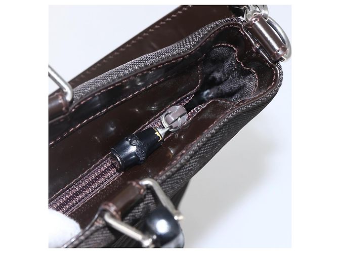 Borsa a mano GUCCI Bamboo Canvas 2way Nera Argento 000 1998 0588 Auth bs31433 Nero - vista 10