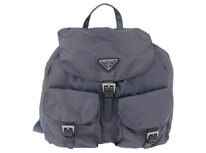 PRADA Backpack Nylon Blue Silver Auth 152888 Silvery - view 13