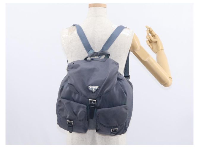 PRADA Backpack Nylon Blue Silver Auth 152888 Silvery - view 29