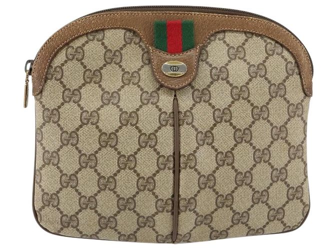 Bolsa Sherry Line GG Supreme Web da GUCCI em PVC bege e dourado 904 02 047 Auth 155650 - vista 13