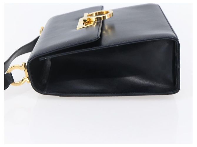 Borsa a Spalla Gancini in Pelle Salvatore Ferragamo Blu Navy Oro Auth 149086 D'oro - vista 3