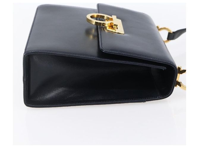 Borsa a Spalla Gancini in Pelle Salvatore Ferragamo Blu Navy Oro Auth 149086 D'oro - vista 4