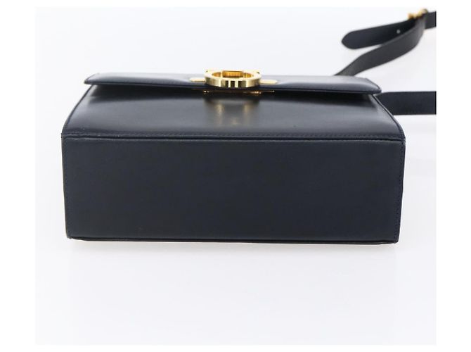 Borsa a Spalla Gancini in Pelle Salvatore Ferragamo Blu Navy Oro Auth 149086 D'oro - vista 5