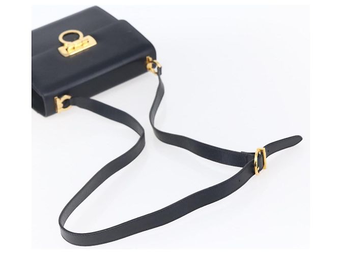 Borsa a Spalla Gancini in Pelle Salvatore Ferragamo Blu Navy Oro Auth 149086 D'oro - vista 7