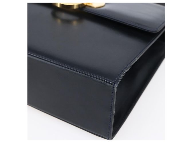 Borsa a Spalla Gancini in Pelle Salvatore Ferragamo Blu Navy Oro Auth 149086 D'oro - vista 9