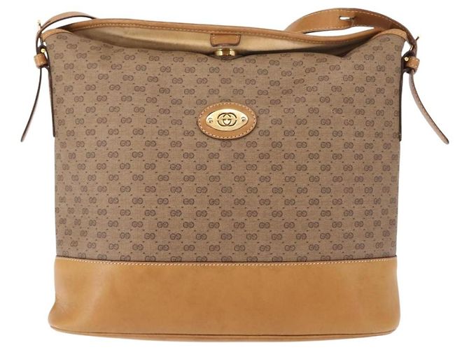 Gucci Borsa a Spalla Micro GG Supreme PVC Beige Oro Auth ki6122 D'oro - vista 13