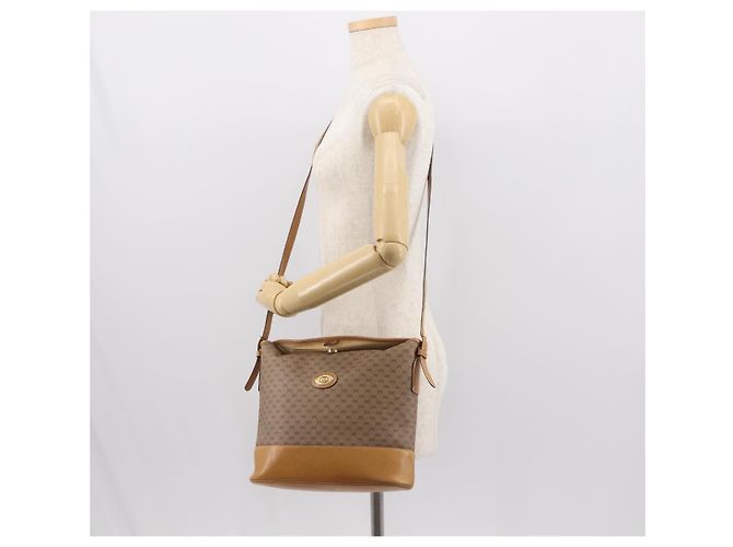 Gucci Borsa a Spalla Micro GG Supreme PVC Beige Oro Auth ki6122 D'oro - vista 22