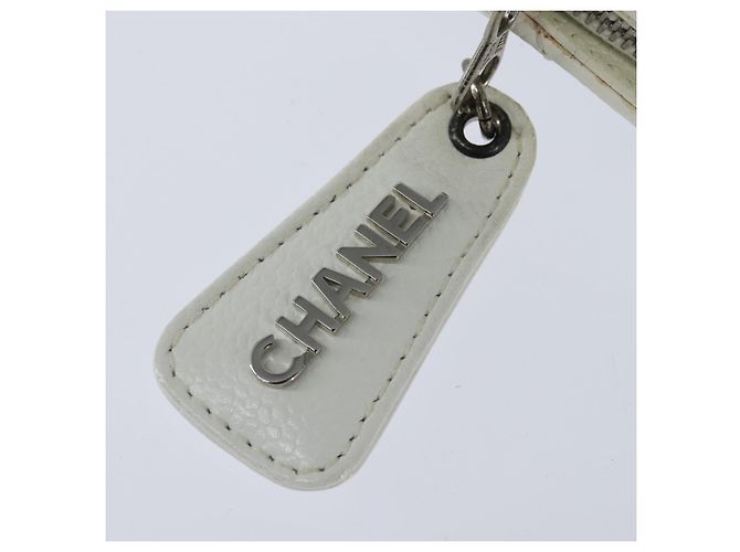 CHANEL Bolsa Tote Matelassé Piel Caviar Blanca CC Auth bs30478 Blanco - vista 10