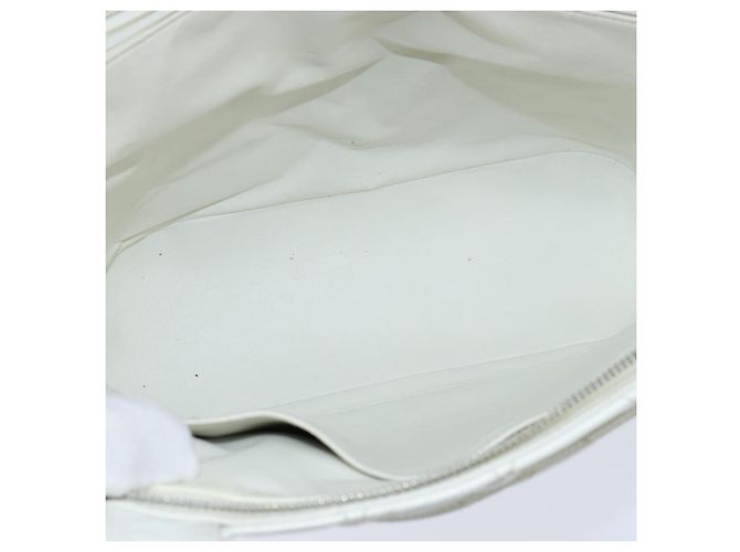 CHANEL Bolsa Tote Matelassé Piel Caviar Blanca CC Auth bs30478 Blanco - vista 11