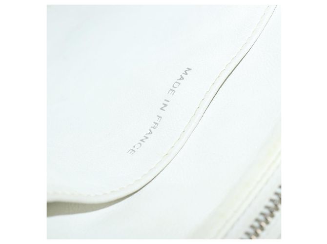 CHANEL Bolsa Tote Matelassé Piel Caviar Blanca CC Auth bs30478 Blanco - vista 18