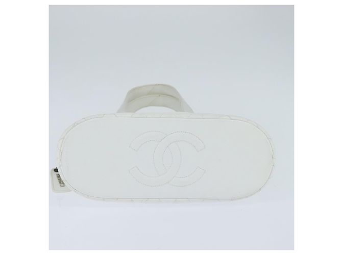 CHANEL Bolsa Tote Matelassé Piel Caviar Blanca CC Auth bs30478 Blanco - vista 5