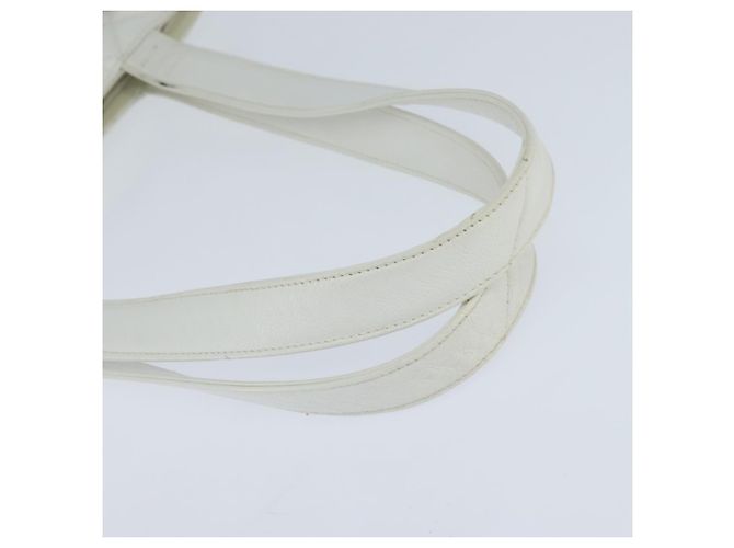 CHANEL Bolsa Tote Matelassé Piel Caviar Blanca CC Auth bs30478 Blanco - vista 7