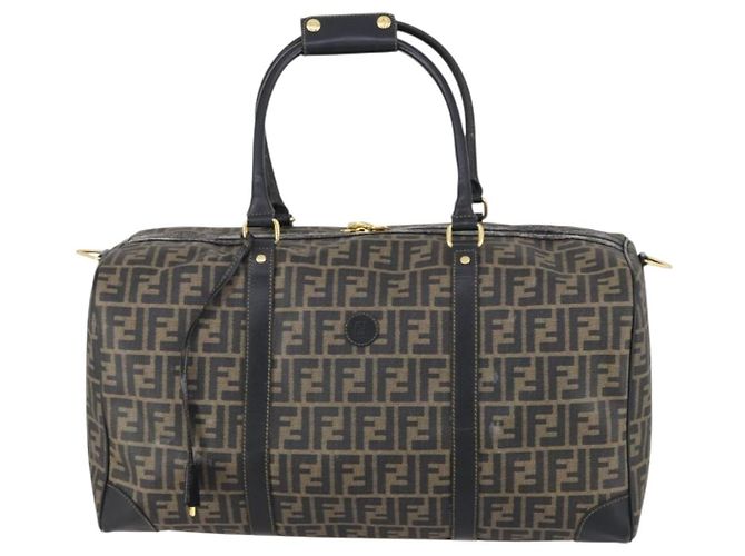 Borsa Boston in tela Zucca FENDI PVC Nero Marrone Auth 146507 - vista 13