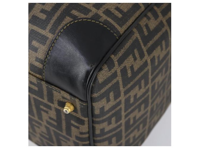 Borsa Boston in tela Zucca FENDI PVC Nero Marrone Auth 146507 - vista 14