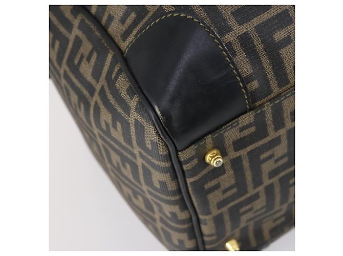 Borsa Boston in tela Zucca FENDI PVC Nero Marrone Auth 146507 - vista 15