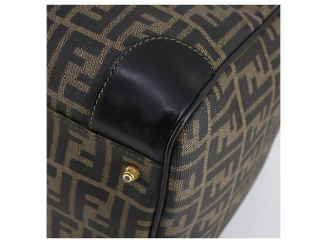 Borsa Boston in tela Zucca FENDI PVC Nero Marrone Auth 146507 - vista 16
