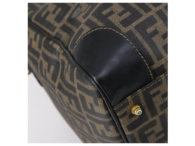 Borsa Boston in tela Zucca FENDI PVC Nero Marrone Auth 146507 - vista 17