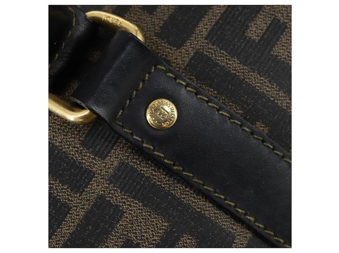 Borsa Boston in tela Zucca FENDI PVC Nero Marrone Auth 146507 - vista 18
